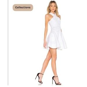 CARVEN Robe Courte Mini Dress Size 38 Blanc Optique Fit & Flare Sleeveless White